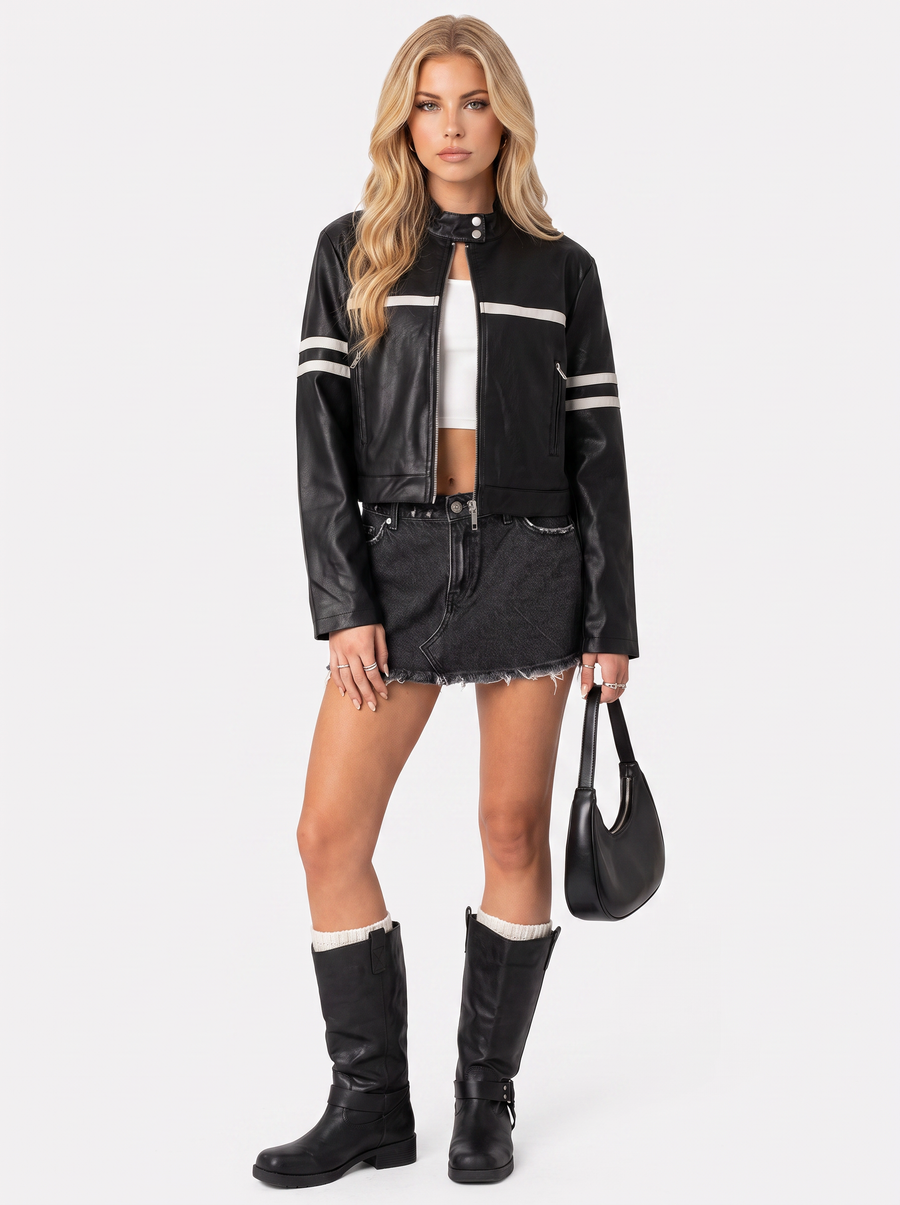 Lavinia Racer Jacket - Black