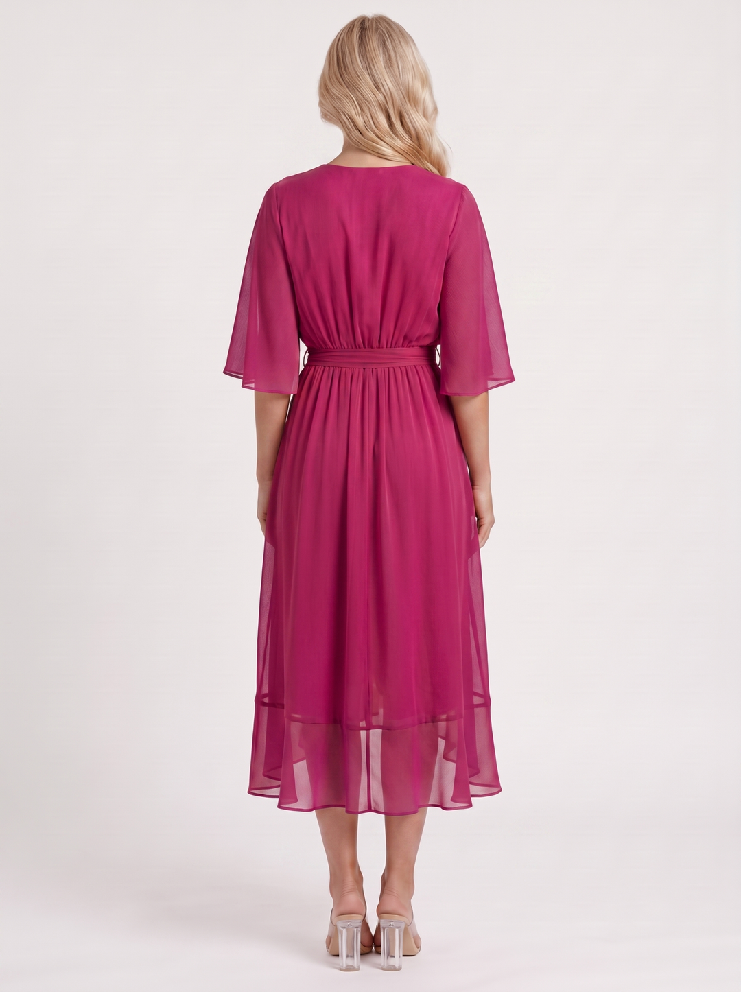 Lucienne Wrap Midi Dress - Dark Purple