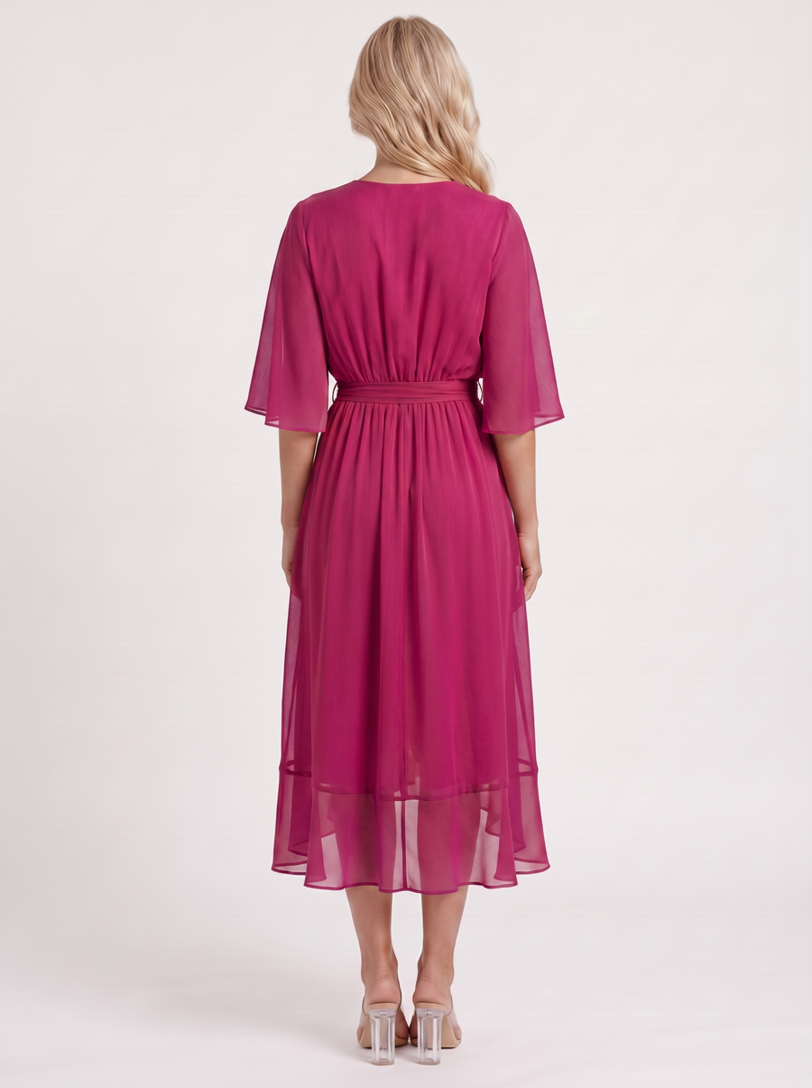 Lucienne Wrap Midi Dress - Dark Purple