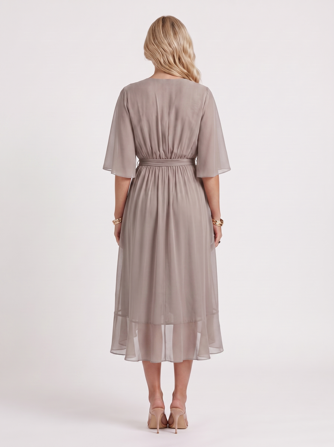 Lucienne Wrap Midi Dress - Grey