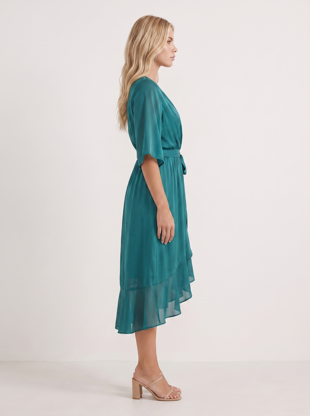 Lucienne Wrap Midi Dress - Teal