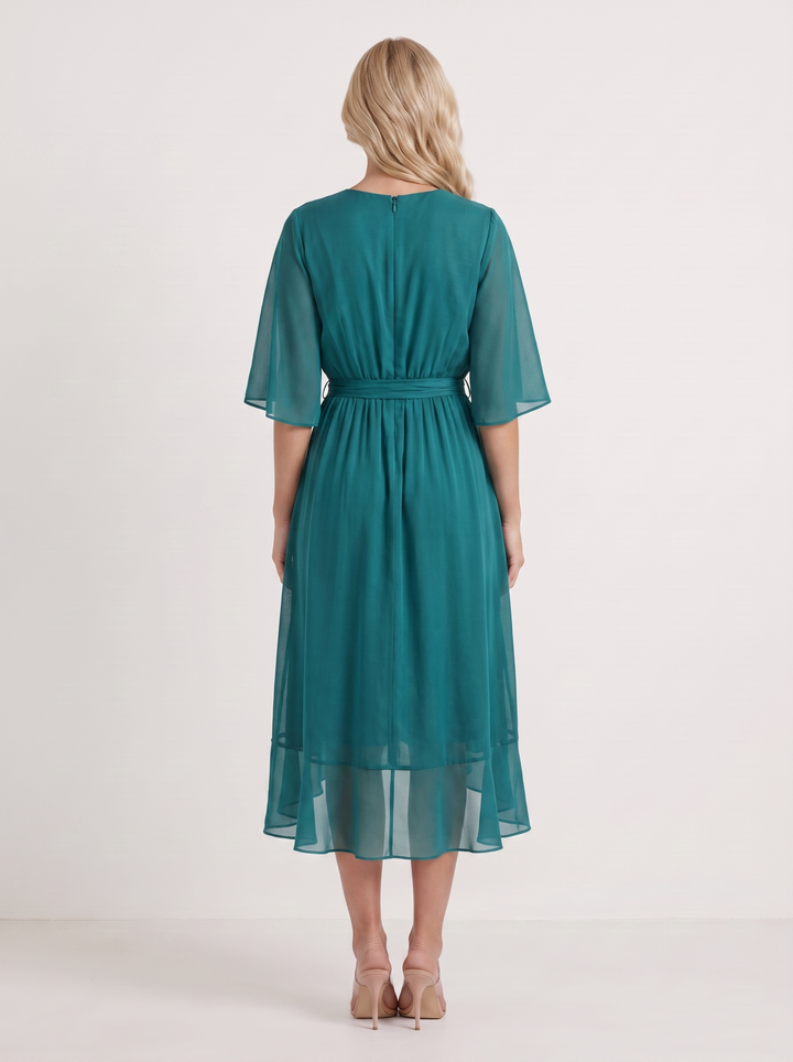 Lucienne Wrap Midi Dress - Teal