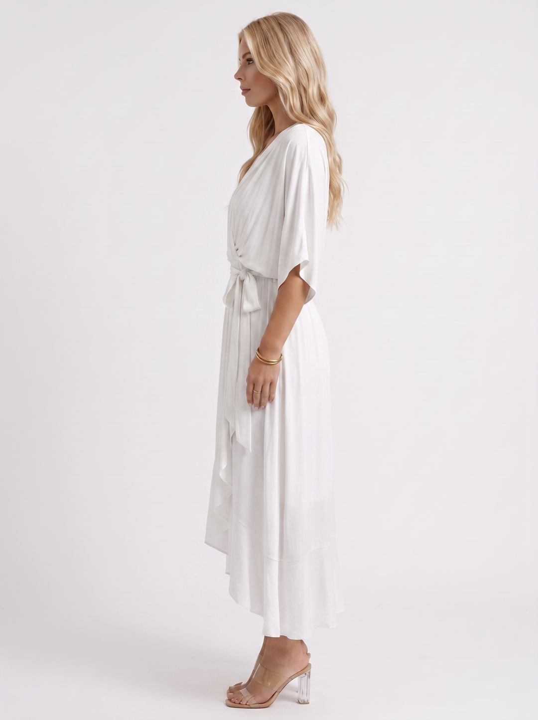Lucienne Wrap Midi Dress - White