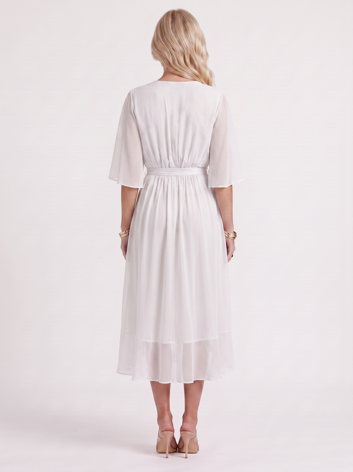 Lucienne Wrap Midi Dress - White