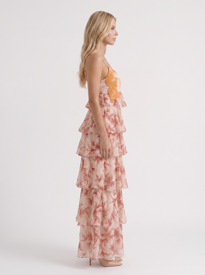 Marielle Butterfly Maxi Dress - Brown