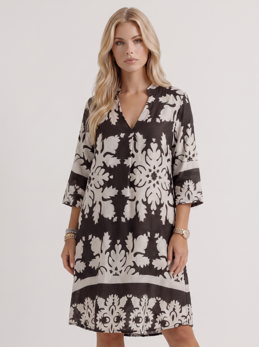 Marije Floral Midi Dress - Black