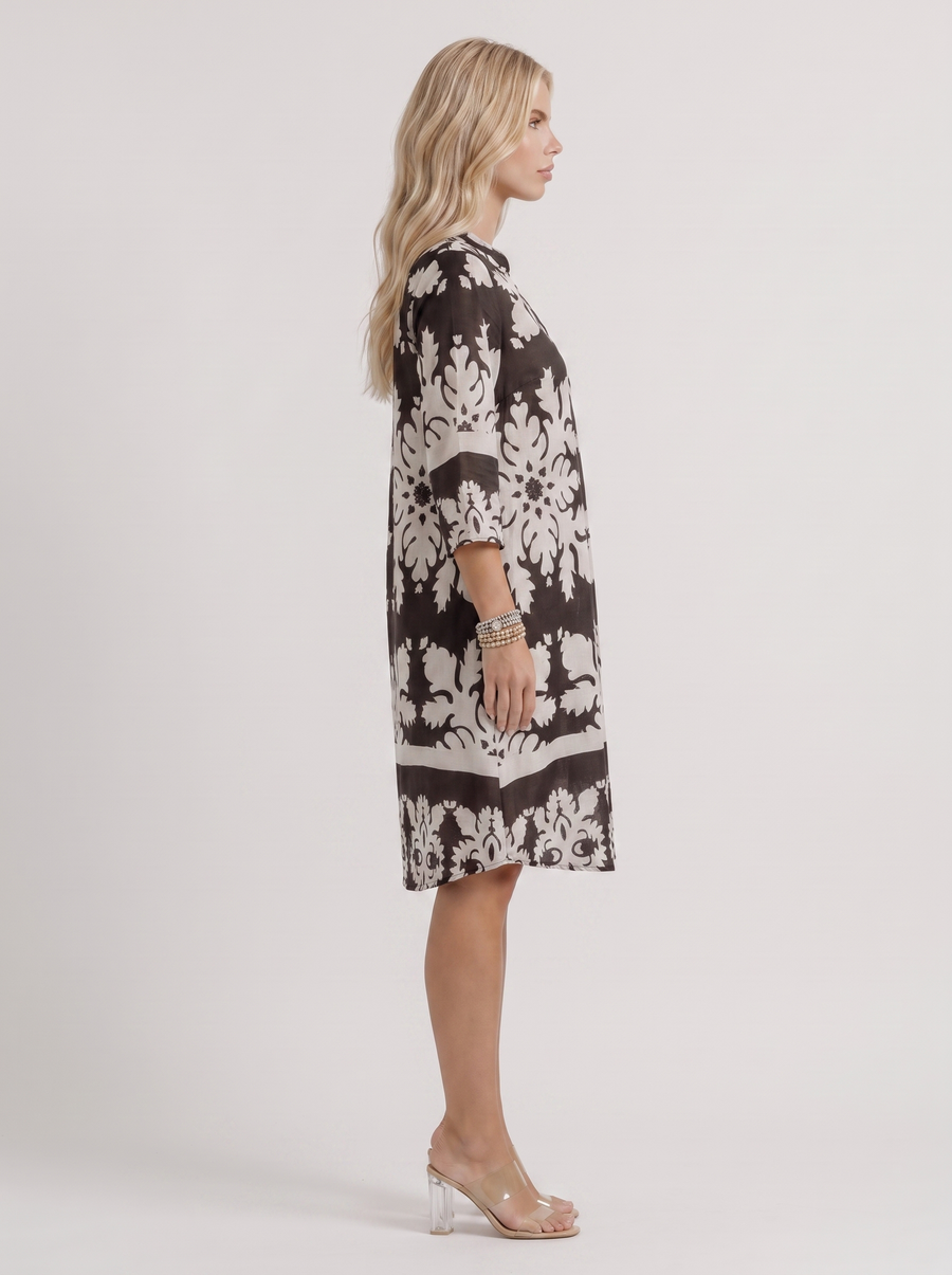Marije Floral Midi Dress - Black