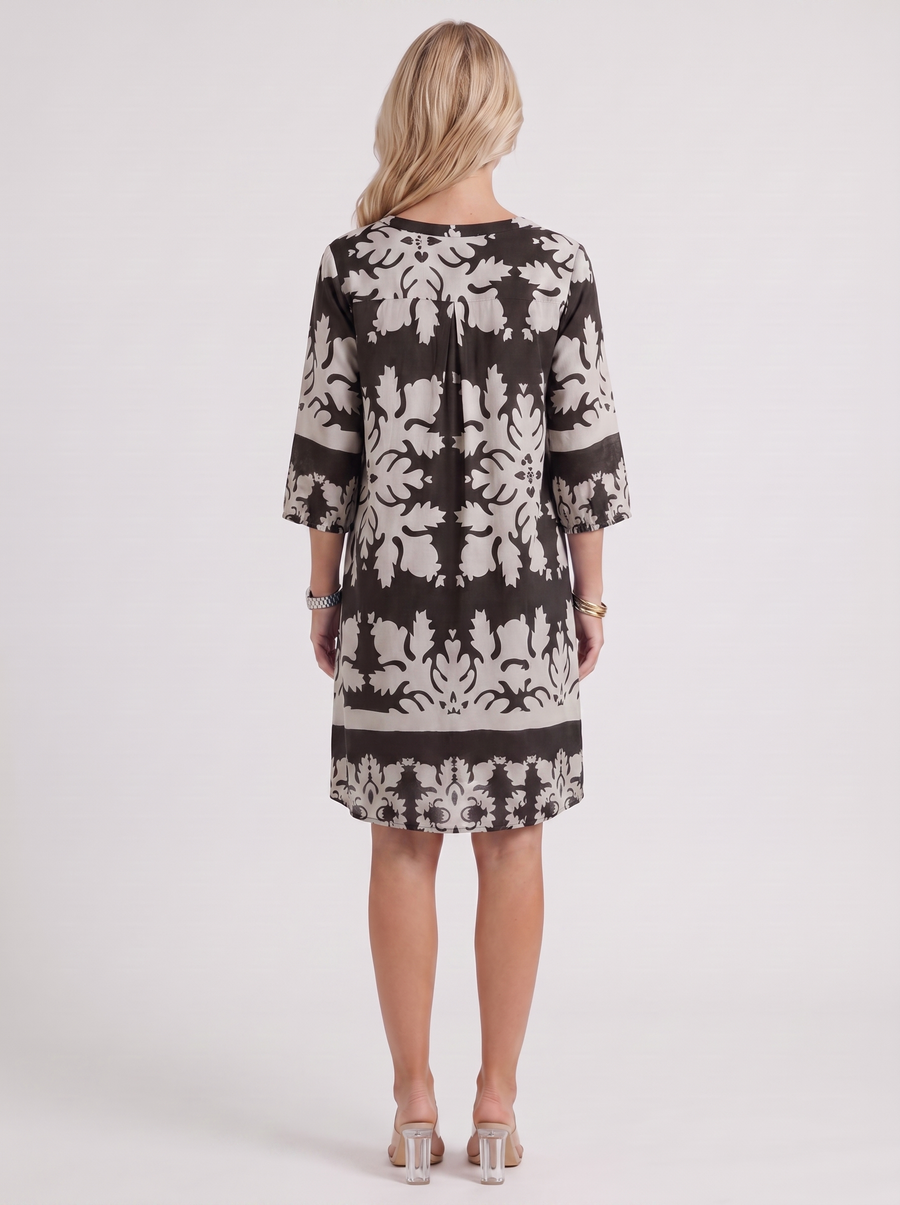 Marije Floral Midi Dress - Black