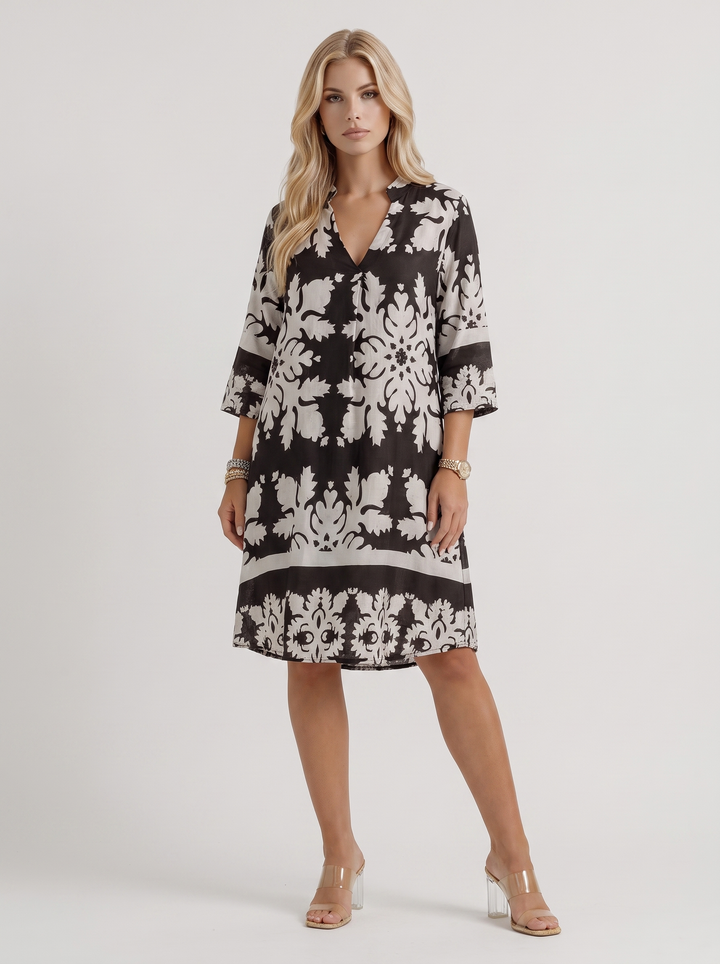 Marije Floral Midi Dress - Black