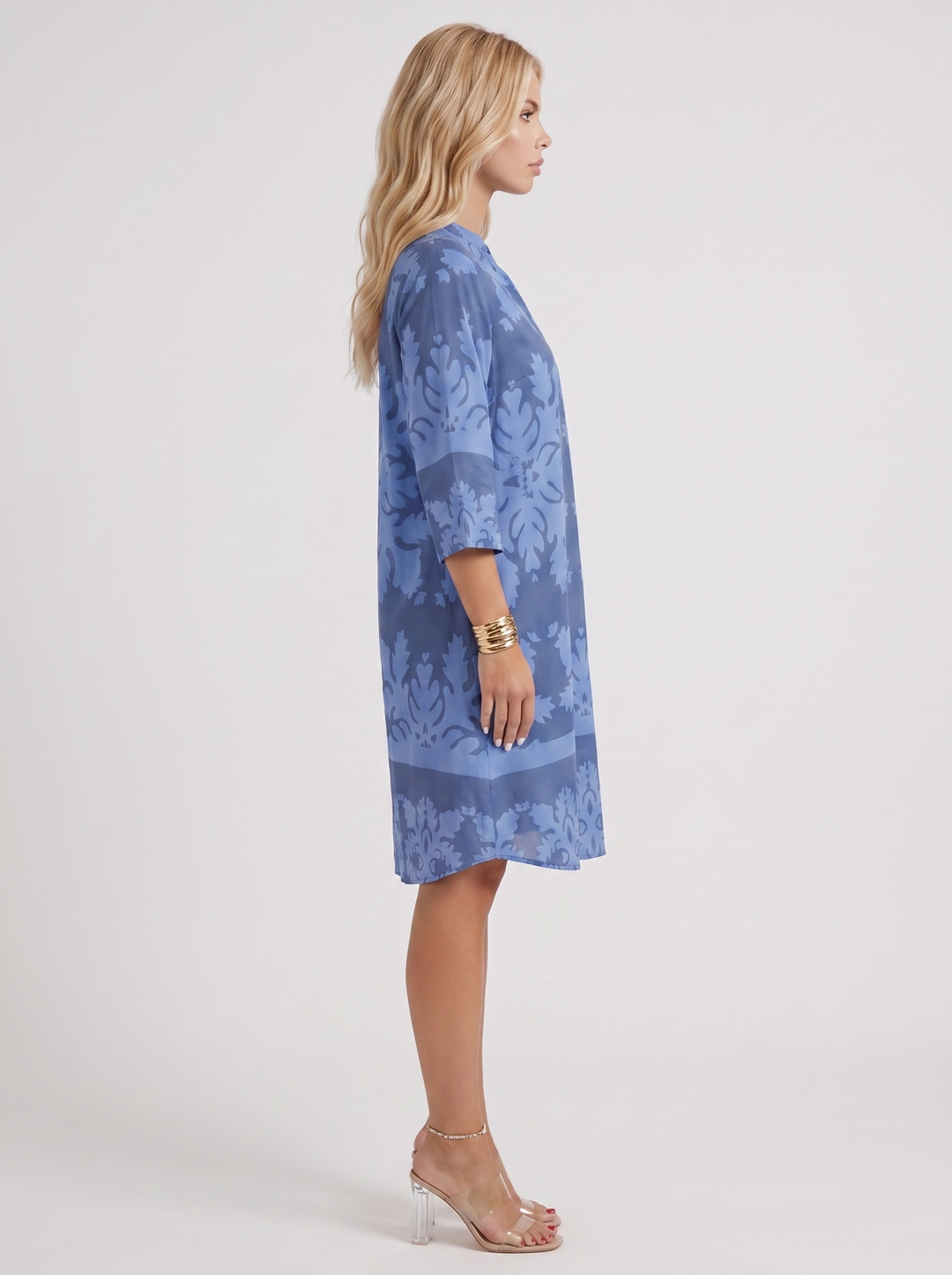 Marije Floral Midi Dress - Blue
