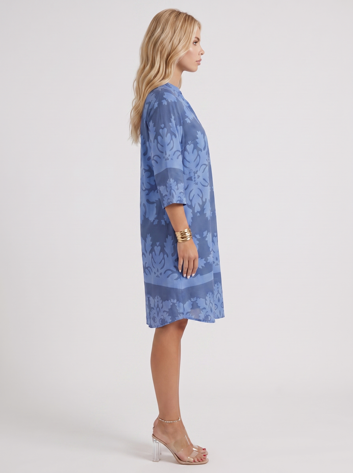 Marije Floral Midi Dress - Blue