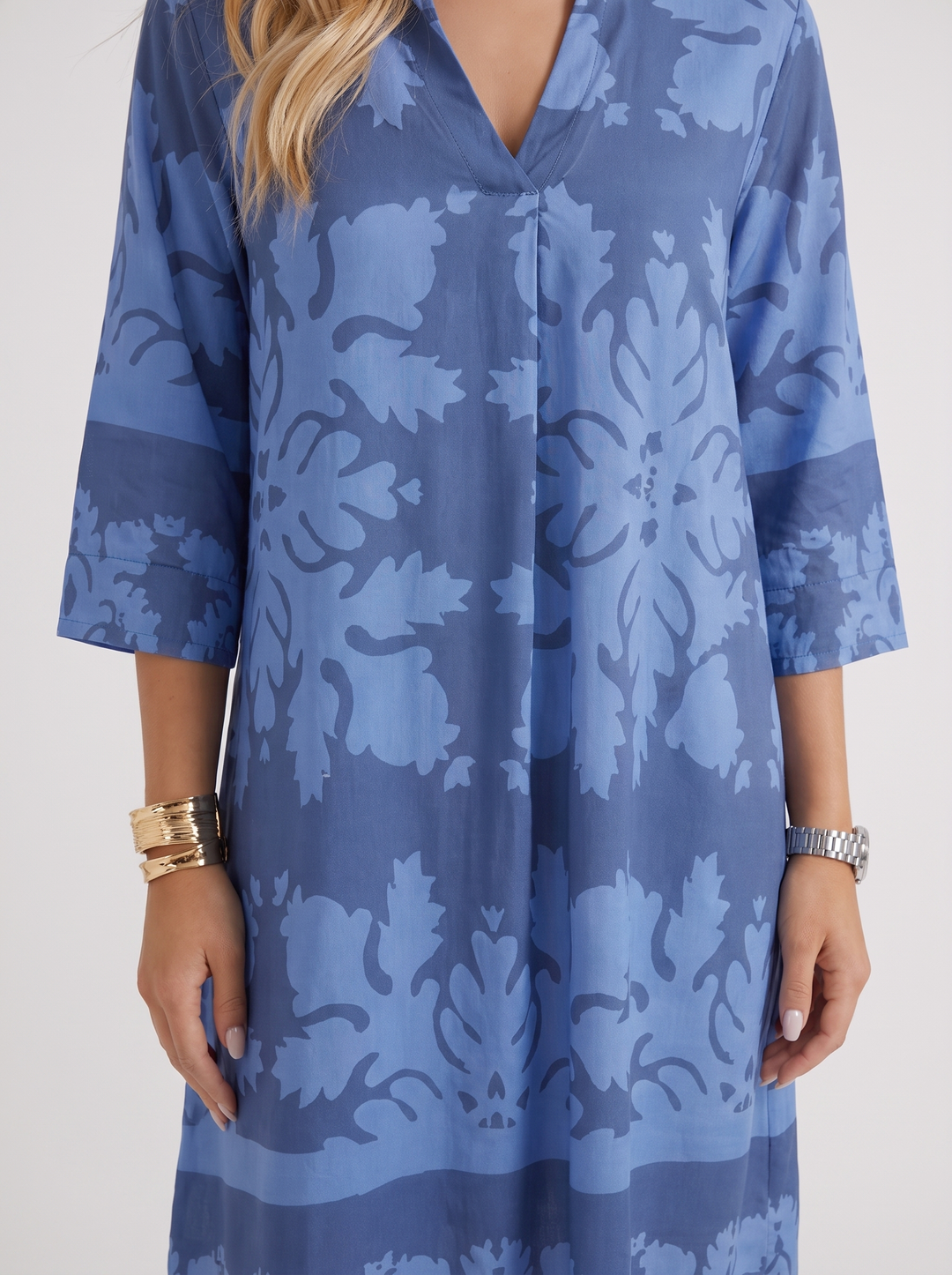Marije Floral Midi Dress - Blue