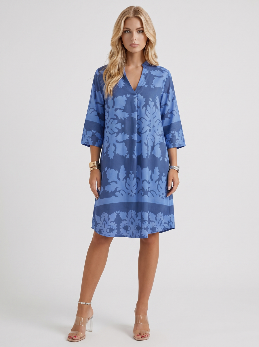 Marije Floral Midi Dress - Blue