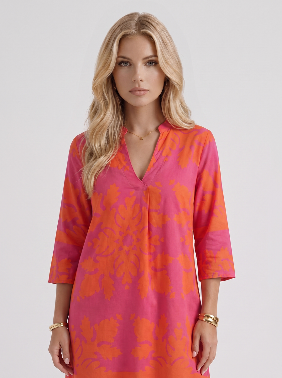 Marije Floral Midi Dress - Orange