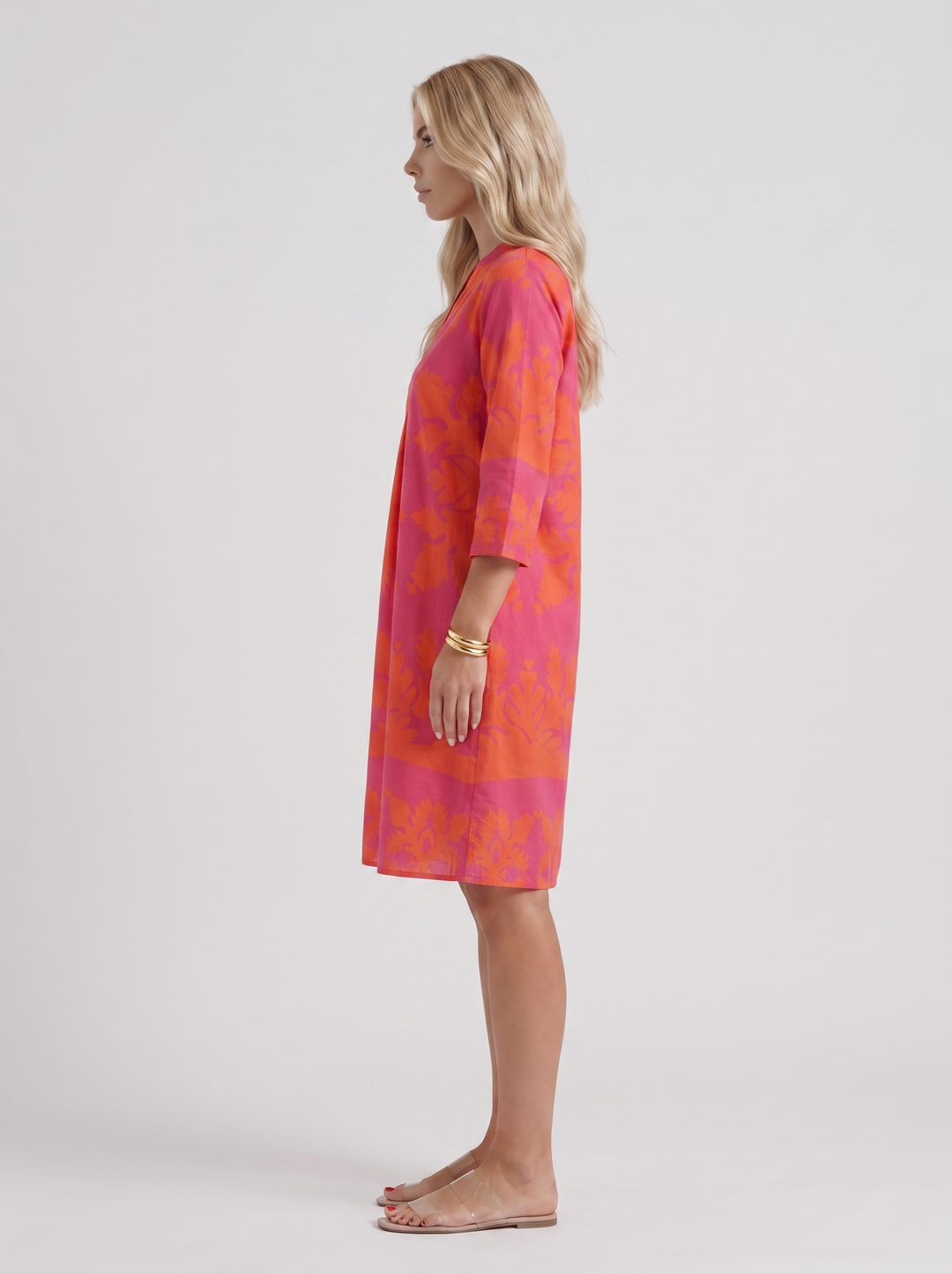 Marije Floral Midi Dress - Orange