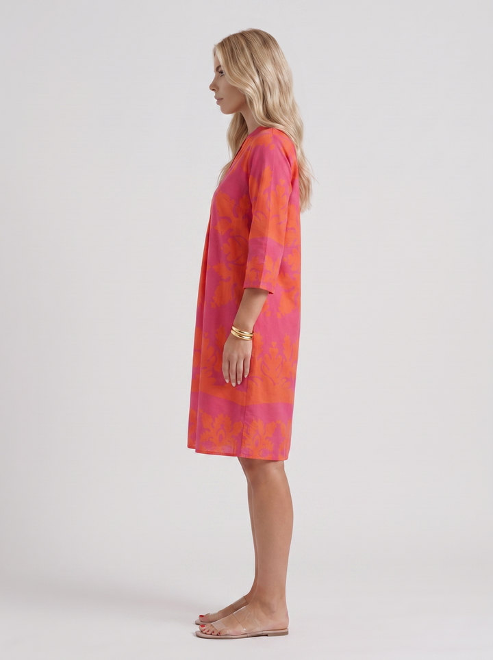 Marije Floral Midi Dress - Orange