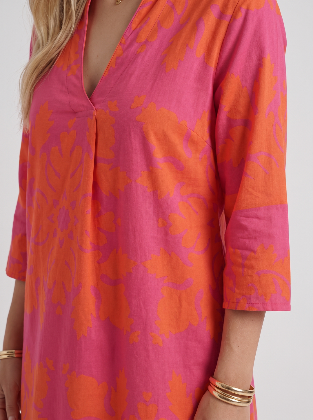 Marije Floral Midi Dress - Orange