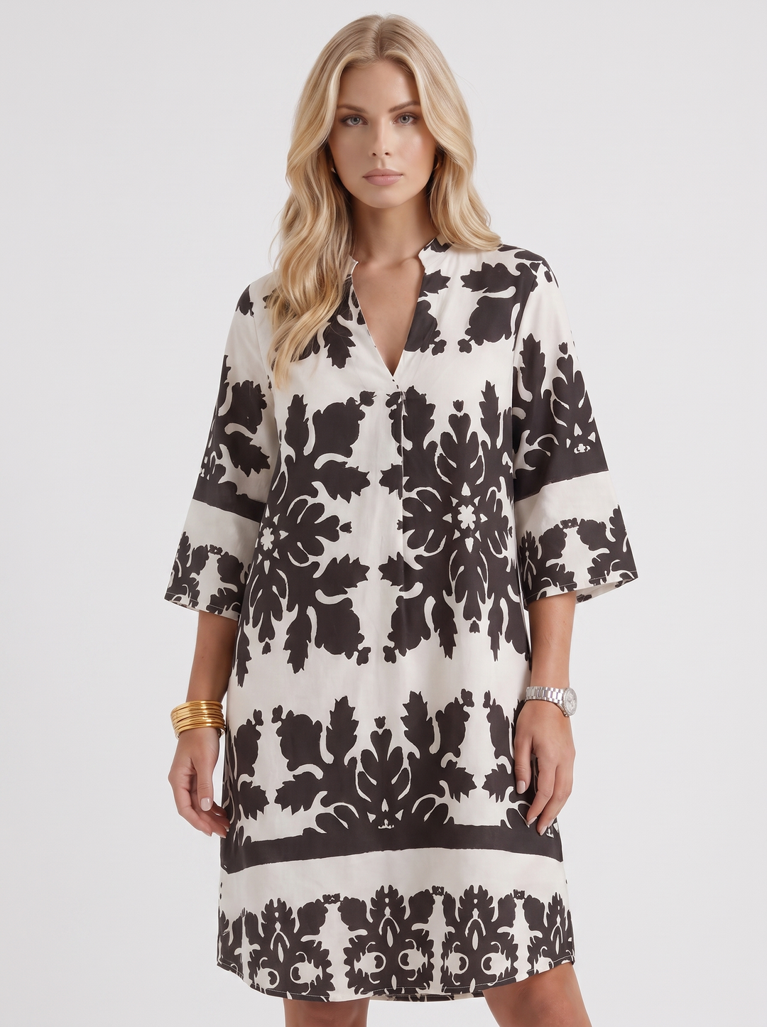 Marije Floral Midi Dress - White