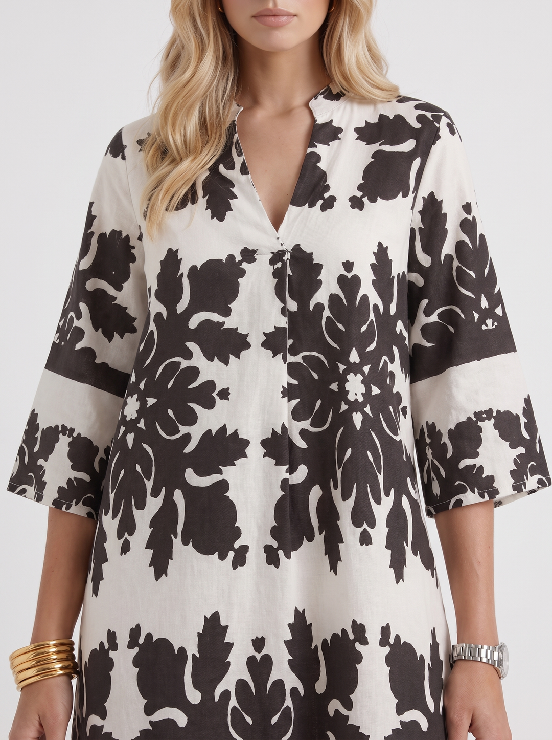 Marije Floral Midi Dress - White