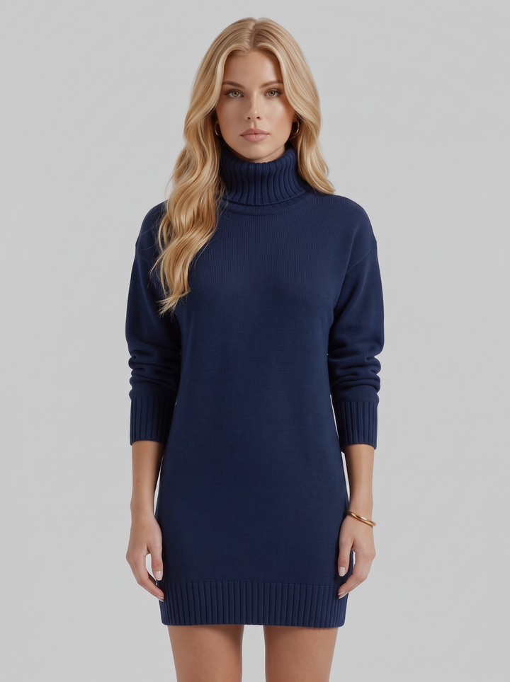 Molly Turtleneck Mini Dress - Blue