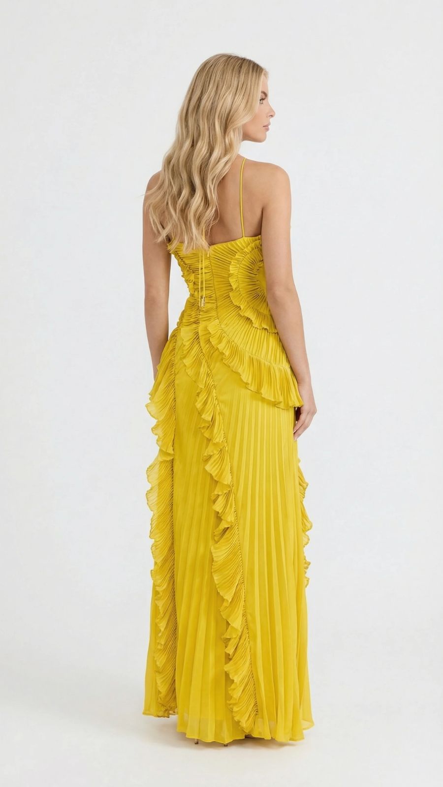 Nathalie Ruffle Maxi Dress - Yellow