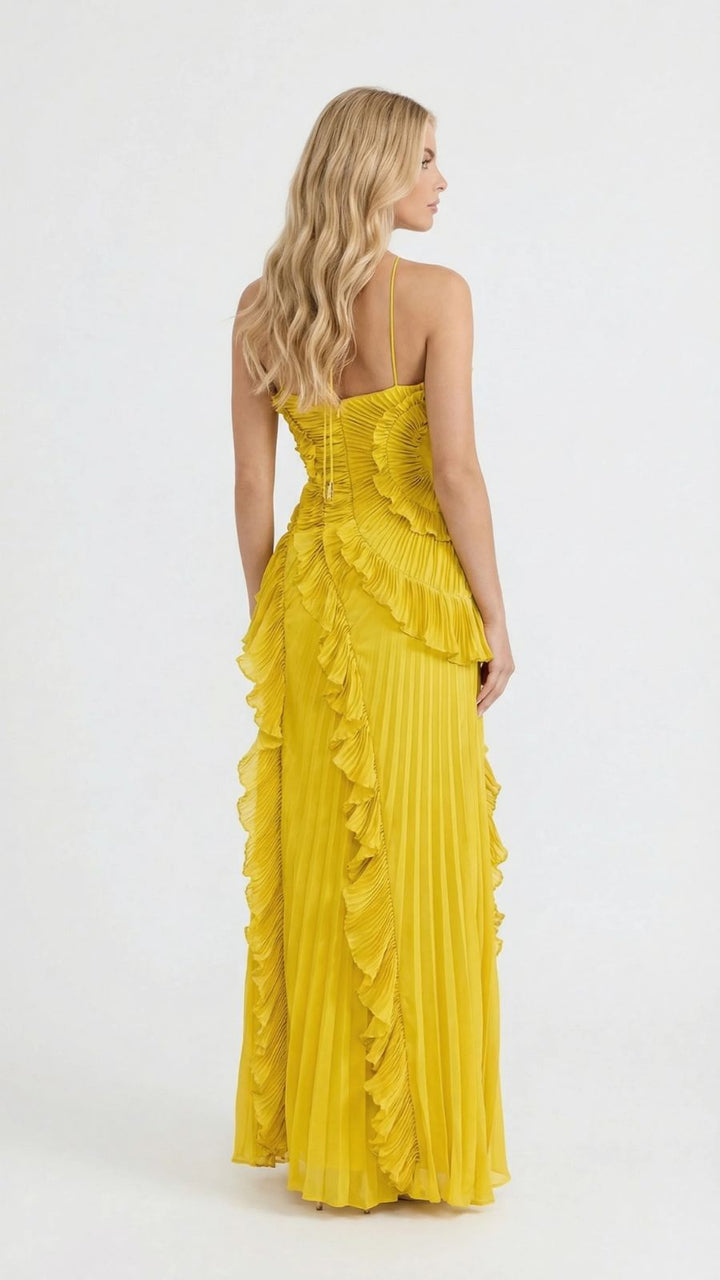 Nathalie Ruffle Maxi Dress - Yellow