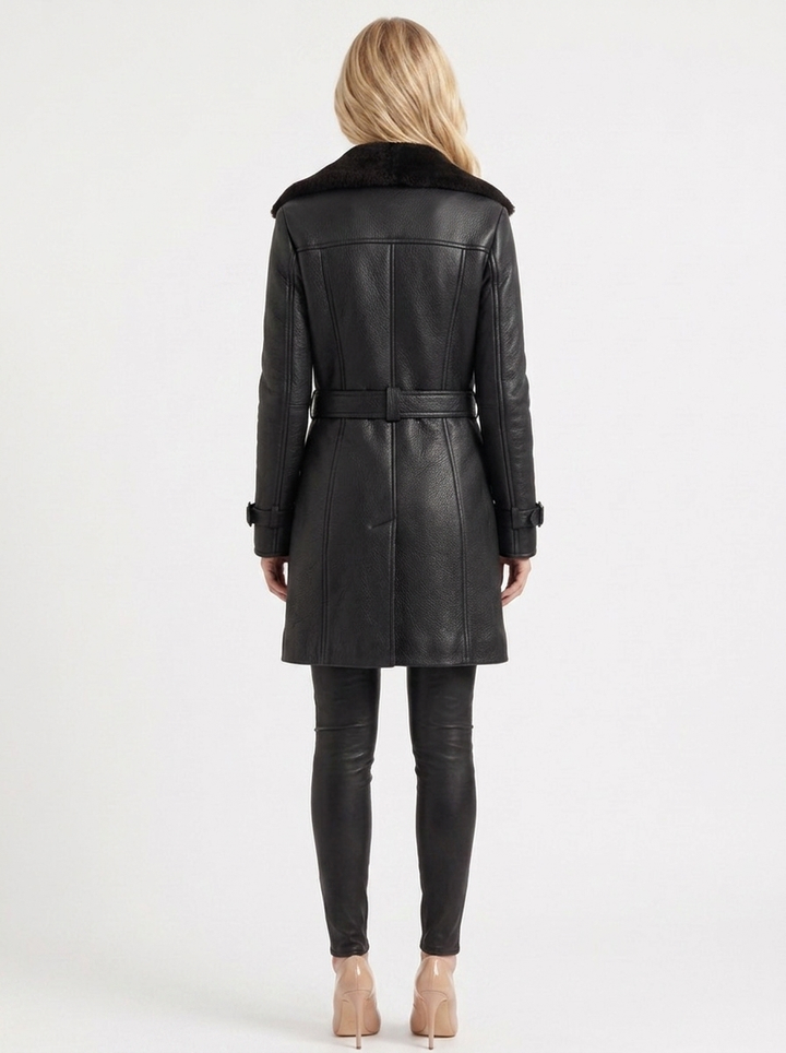 Nellie Shearling Coat - Black
