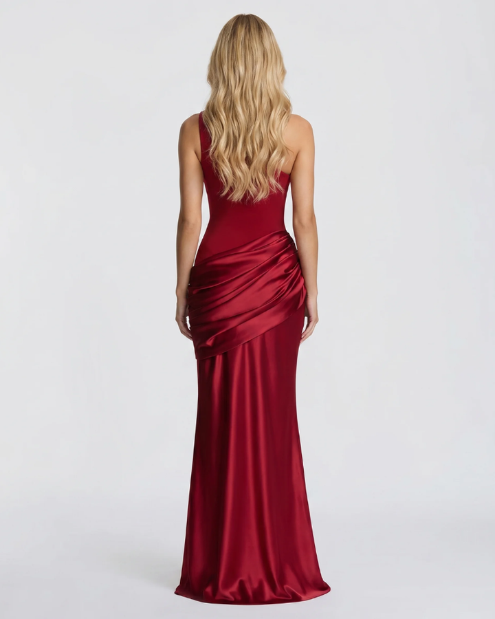 Noelle Draped Maxi Dress - Burgundy