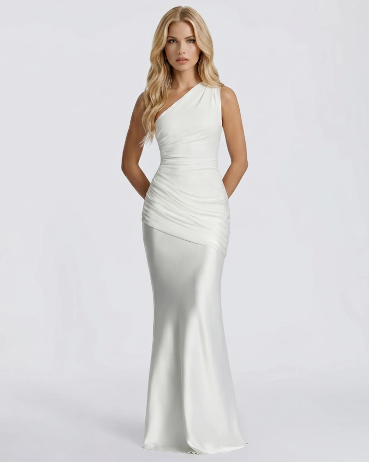 Noelle Draped Maxi Dress - White