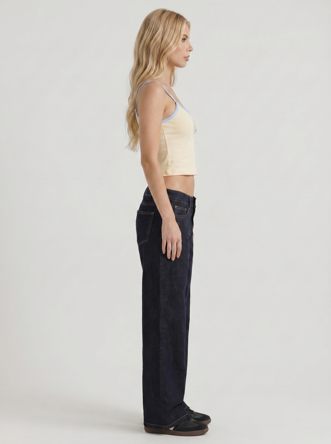 Nora Low Rise Wide Leg Denim Jeans - Indigo Blue Washed