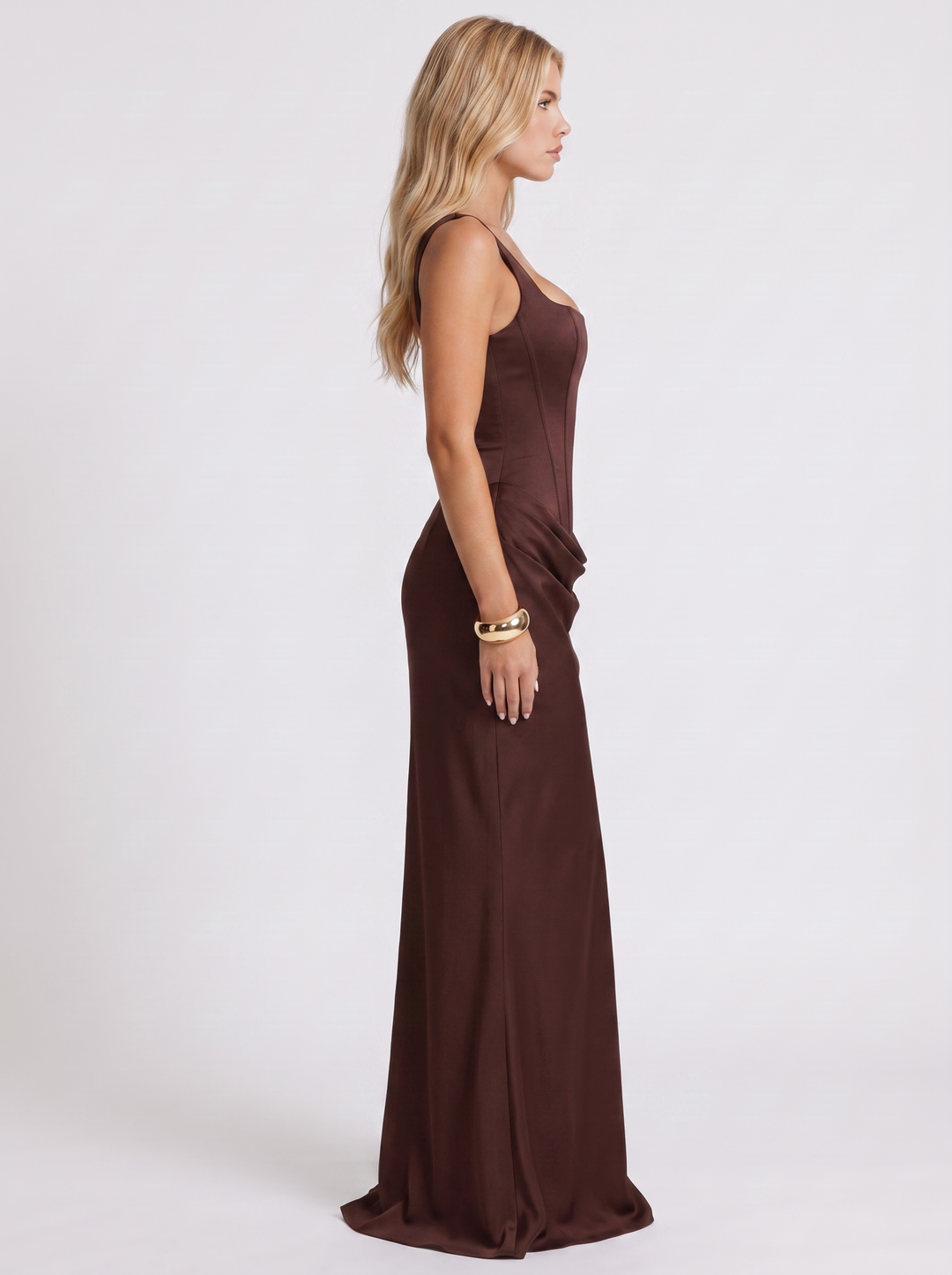 Octavia Corset Maxi Dress - Brown