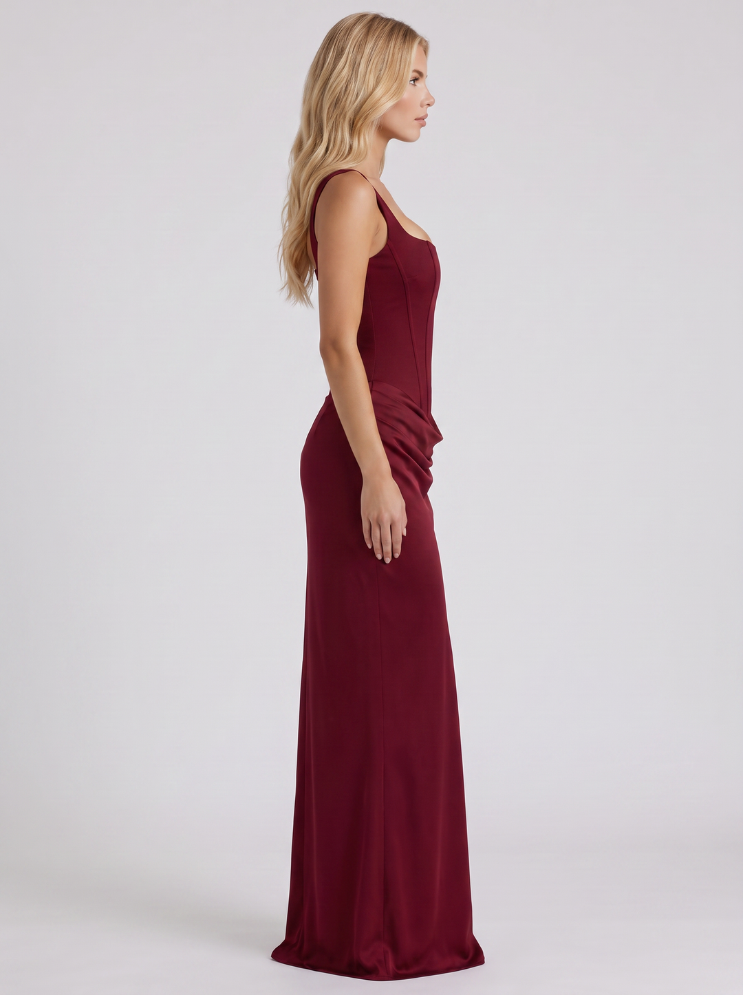 Octavia Corset Maxi Dress - Burgundy