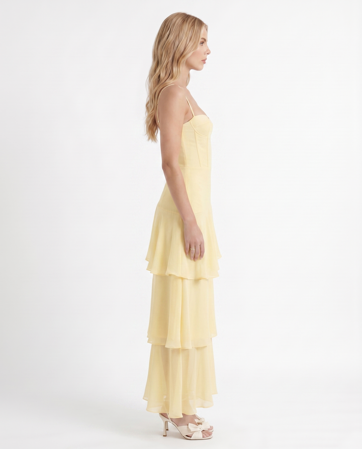 Odette Tiered Maxi Dress - Yellow