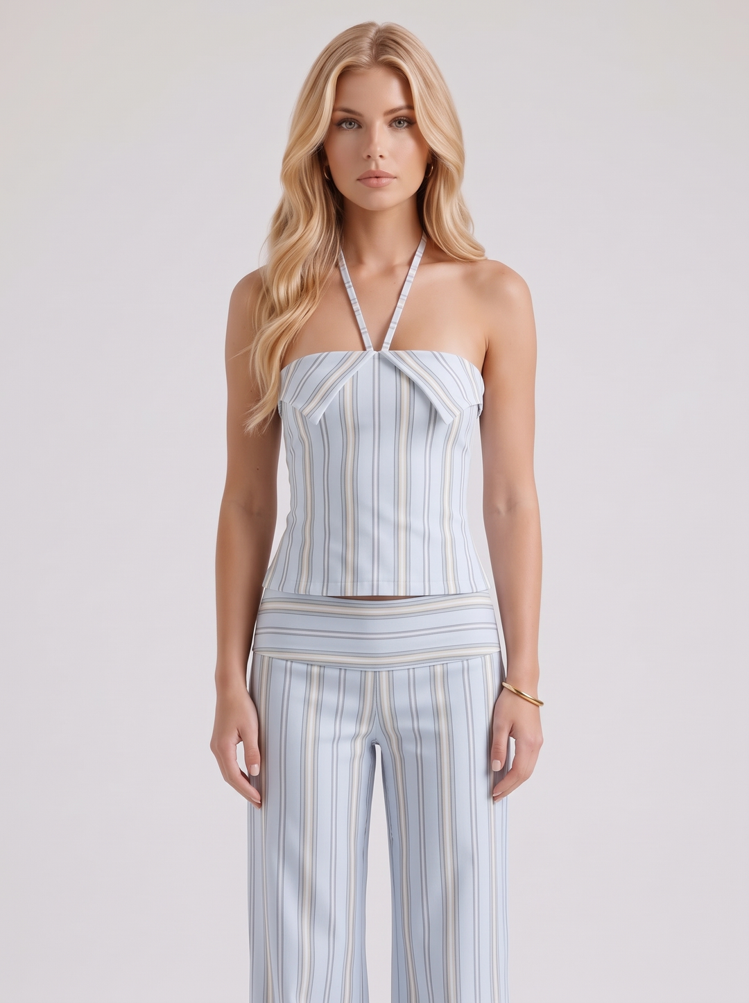 Orla Striped Pants Set - Blue