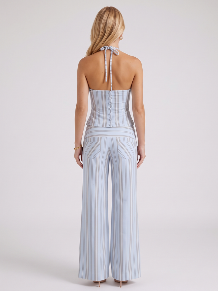 Orla Striped Pants Set - Blue
