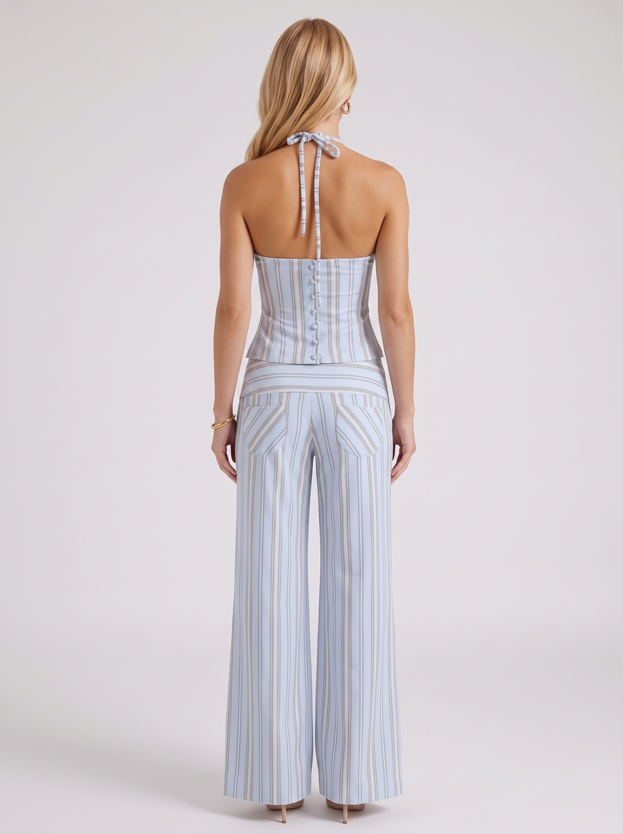 Orla Striped Pants Set - Blue
