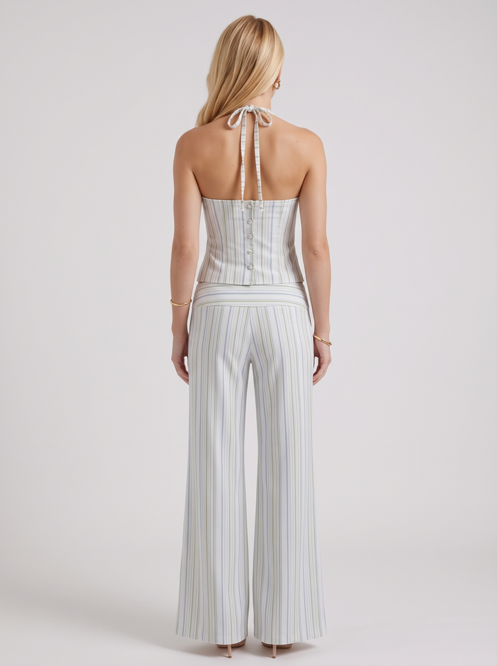 Orla Striped Pants Set - White