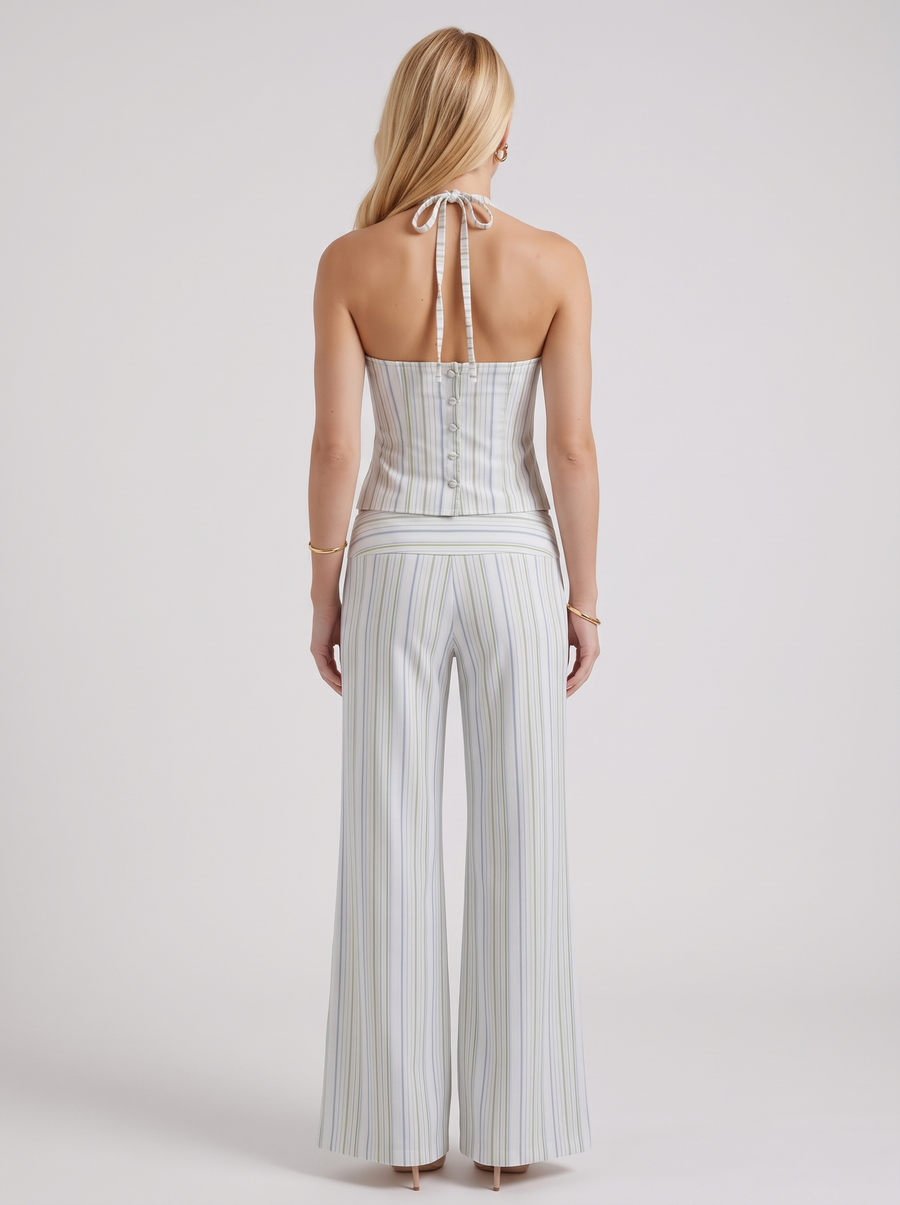 Orla Striped Pants Set - White