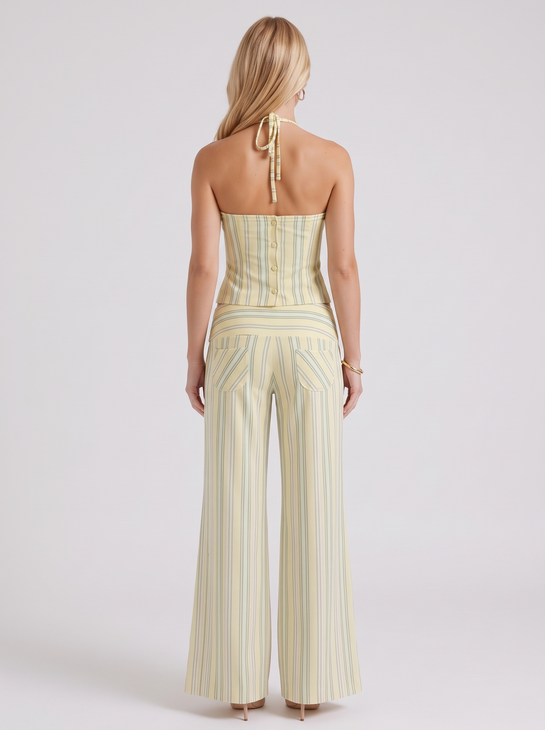 Orla Striped Pants Set - Yellow