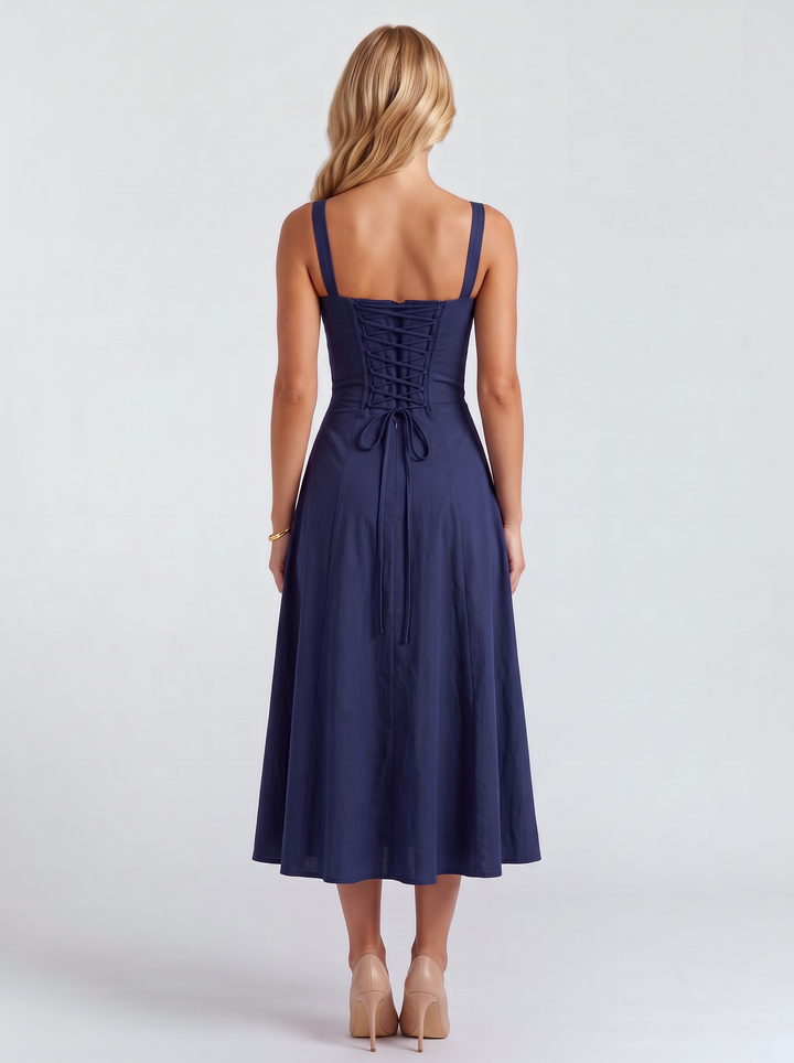 Paola Corset Midi Dress - Dark Blue