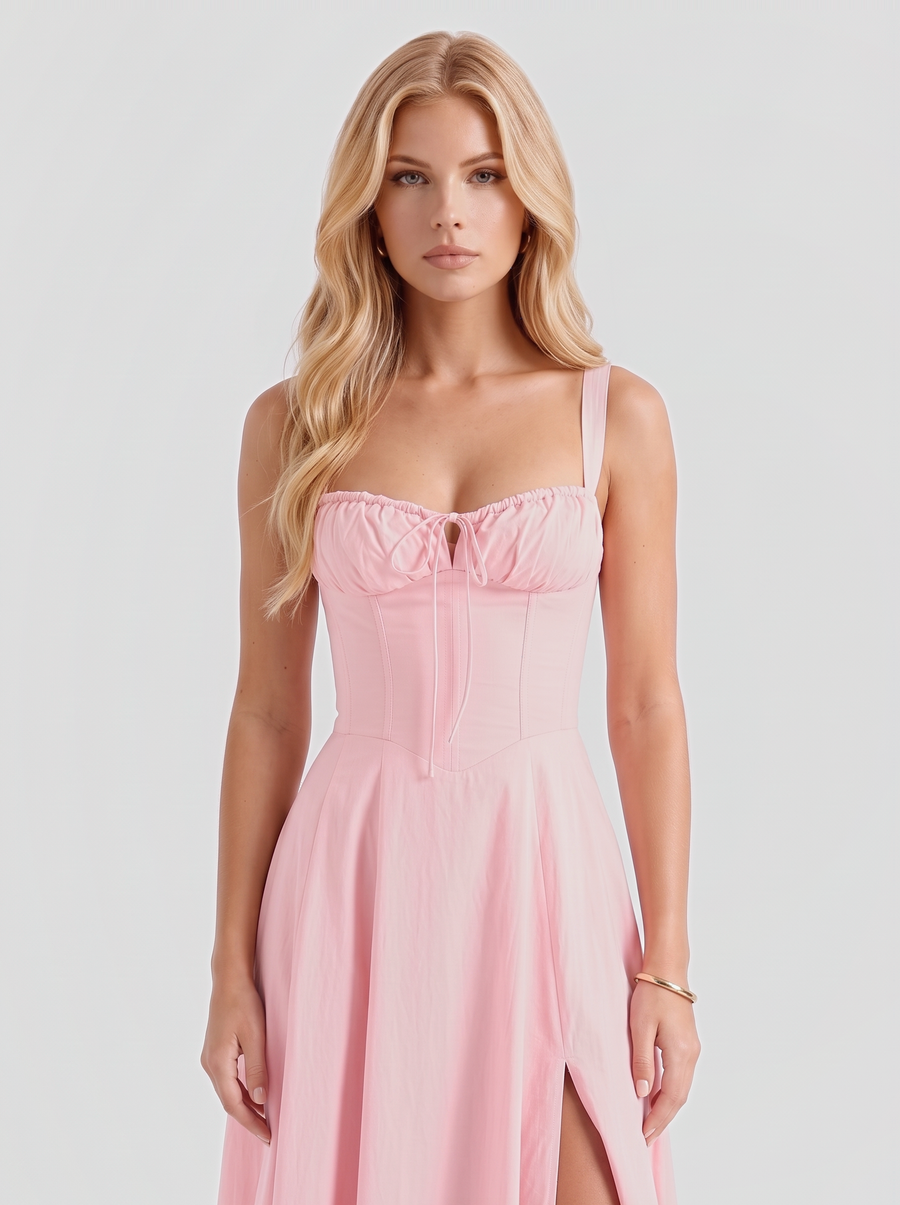 Paola Corset Midi Dress - Pink