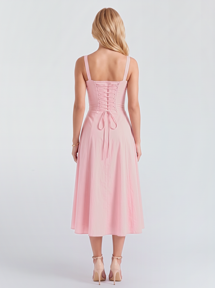 Paola Corset Midi Dress - Pink
