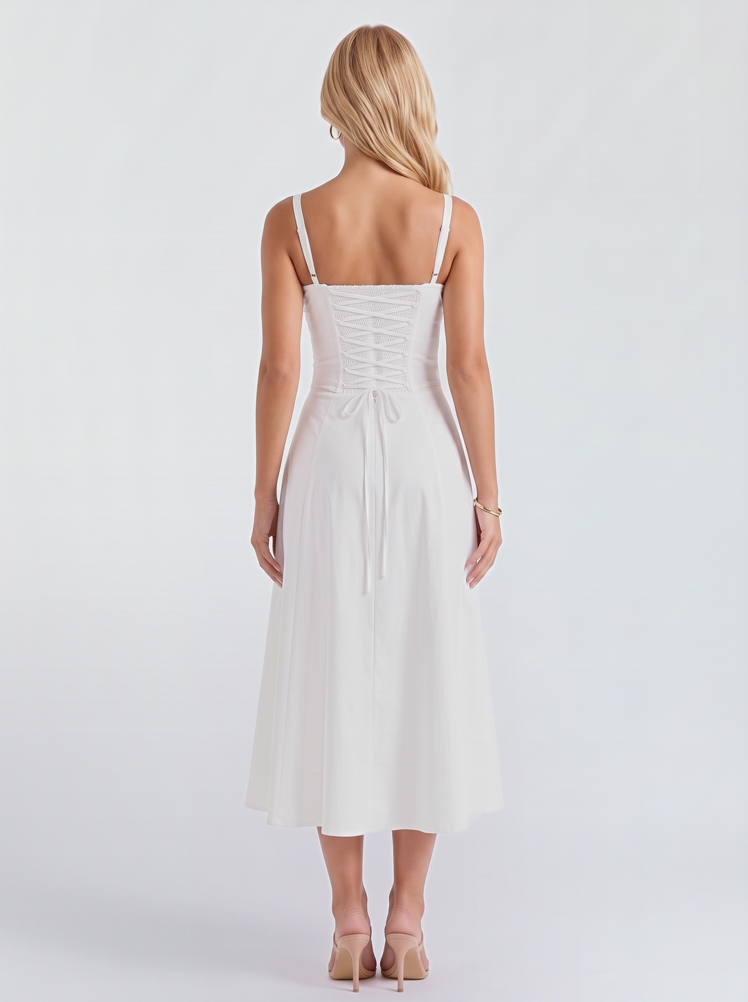Paola Corset Midi Dress - White