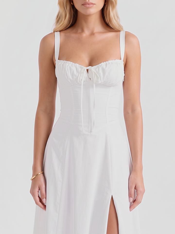 Paola Corset Midi Dress - White