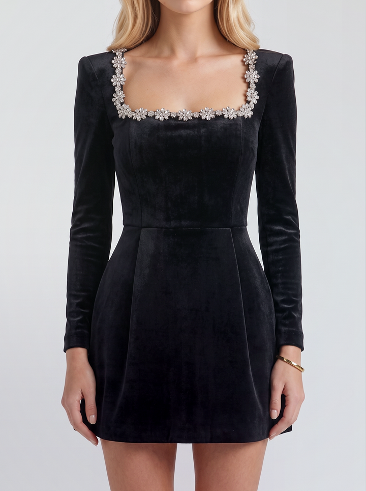 Piper Jewel Mini Dress - Black