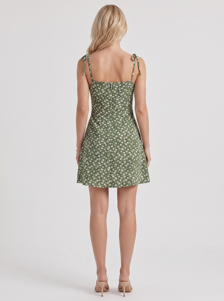 Pippa Ruched Mini Dress - Army Green