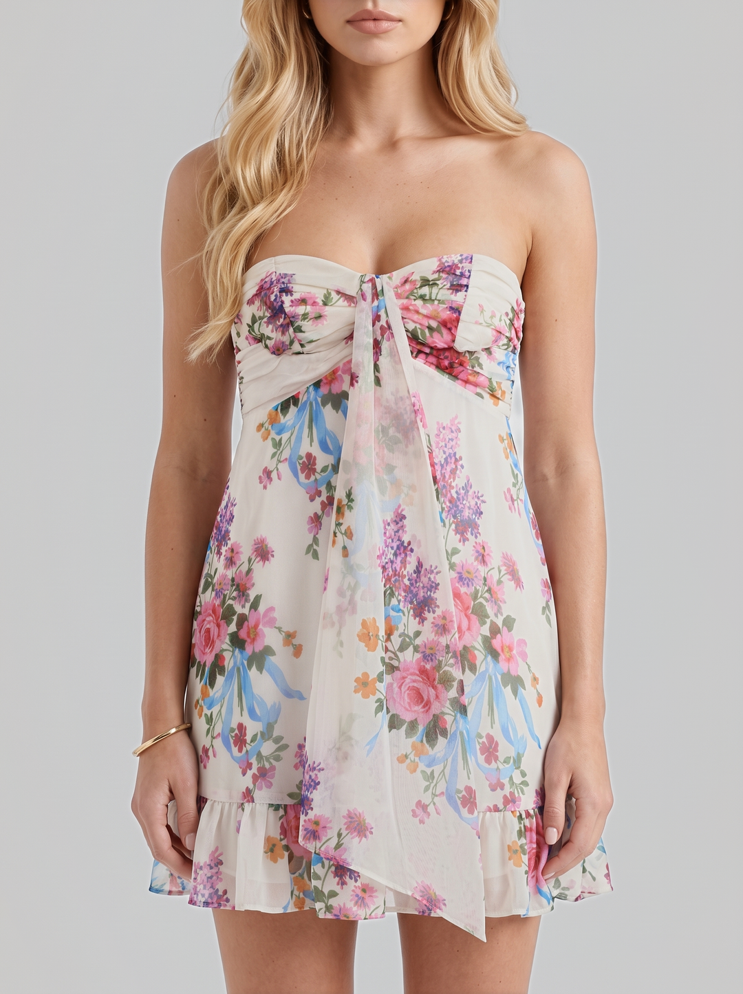 Primrose Floral Mini Dress - Ivory Floral