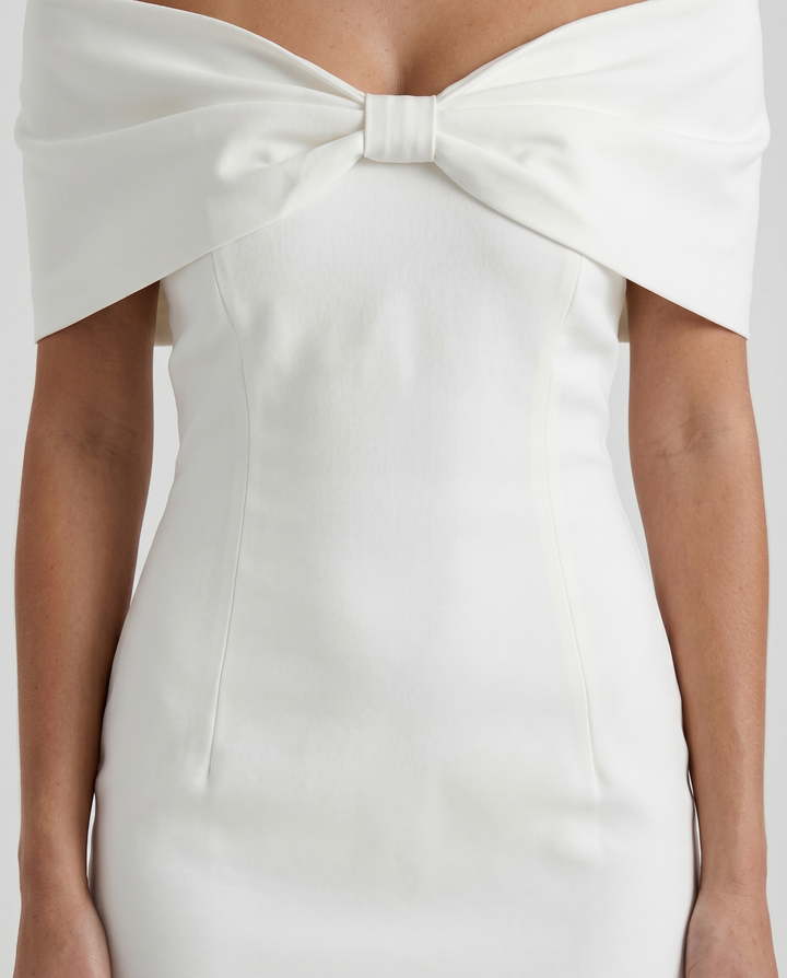 Rebecca Bow Mini Dress - White