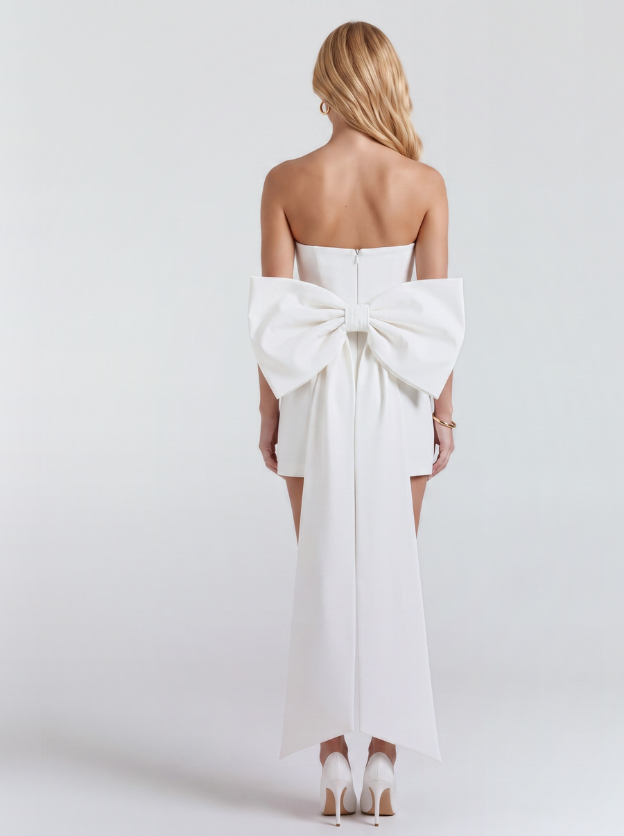 Renata Bow Mini Dress - White