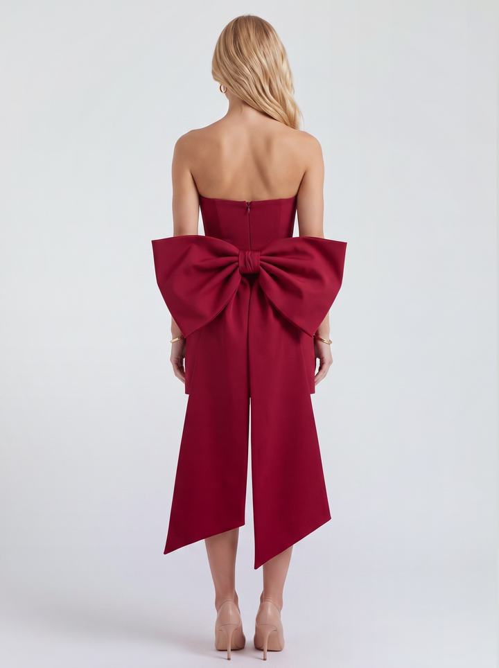 Renata Bow Mini Dress - Wine